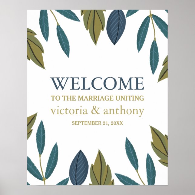 Poster Rustic Leaf Floral Weding Welcome (Frente)
