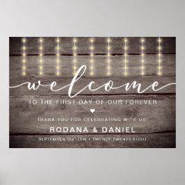 Poster Rustic Lights Welcome Wedding Sign