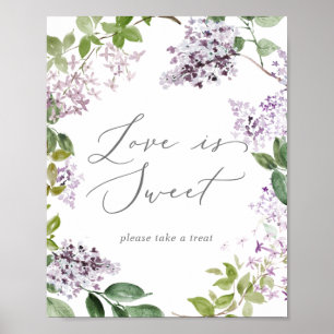 Poster Rustic Lilac Love is Sweet Wedch Sign