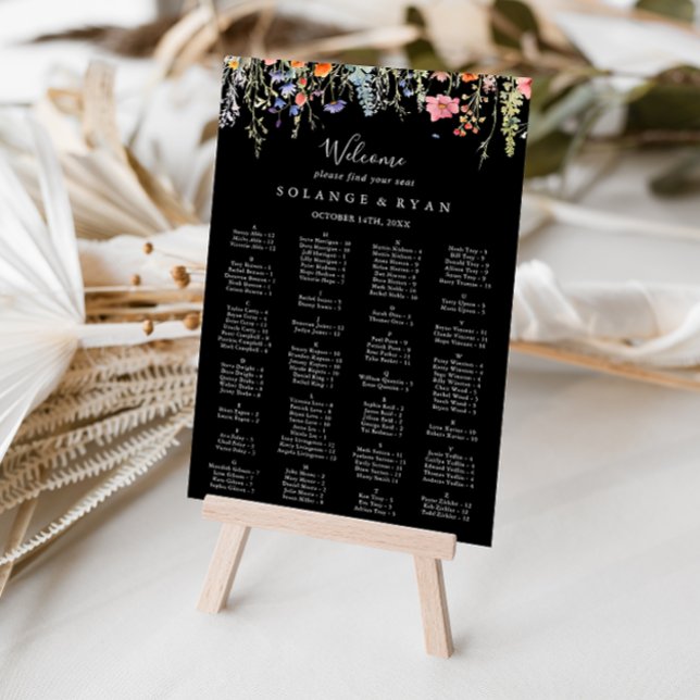 Poster Rustic Meadow Botanical Alphabetical Seating Chart (Criador carregado)