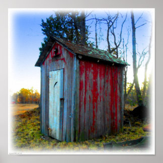 Pôster Rustic Old Junk Yard Outhouse