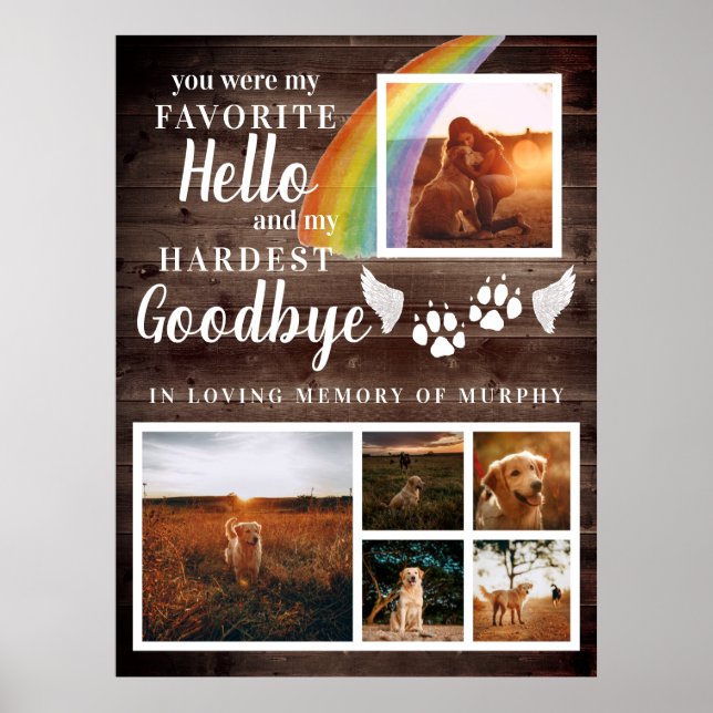 Poster Rustic Paw Imprime Foto Personalizada Do Memorial  (Frente)