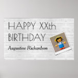 Poster Rustic Photo Frame Template Any Year Birthday<br><div class="desc">A vintage and trendy rustic photo frame template with a retro picture border,  just add your text and favorite photo. Use a square photo to create a unique and personal birthday party accessory.</div>