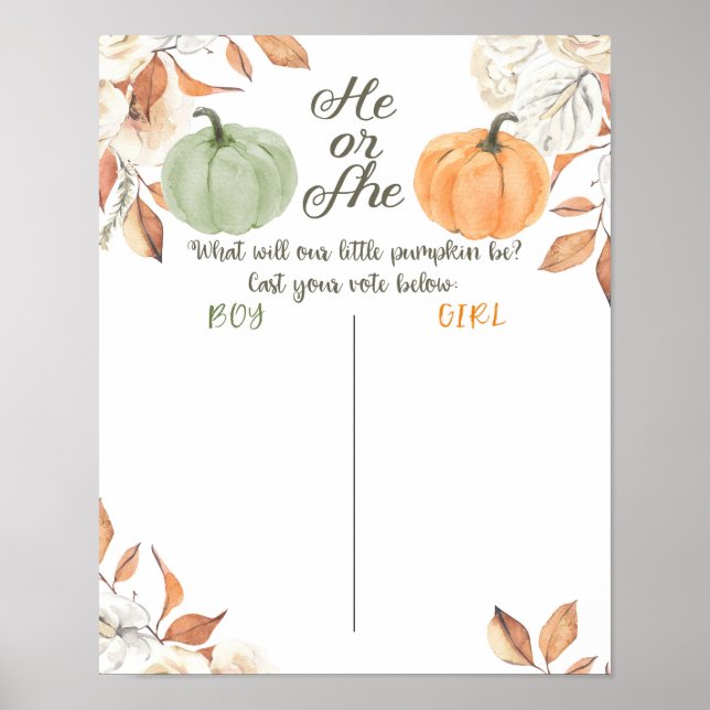 Poster Rustic Pumpkin HE or SHE Voting Board (Frente)