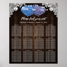 Poster Rustic Purple Blue Floral Wedding Seating Chart 12