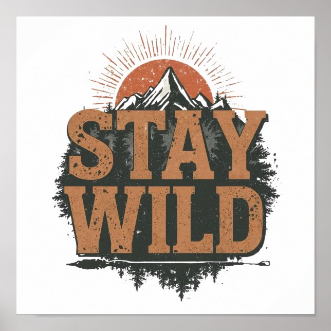 Poster Rustic Stay Wild Hiking Graphic (Frente)