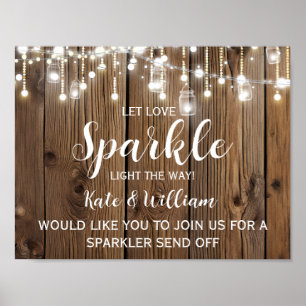 Poster Rustic String das luzes sparkler manda casamento