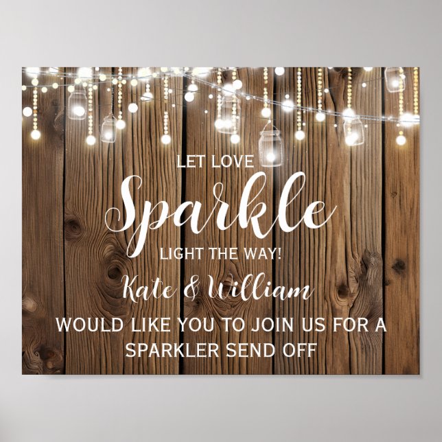 Poster Rustic String das luzes sparkler manda casamento (Frente)