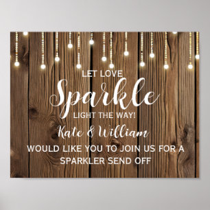 Pôster Rustic String das luzes sparkler manda casamento