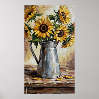 Poster Rustic Sunflower Decor Expressionist Painting