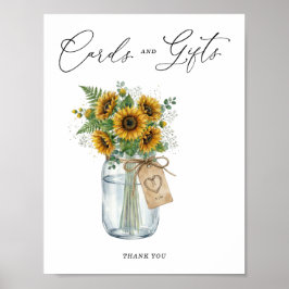 Poster Rustic Sunflower Mason Jar Cards & Gifts Sign