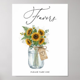 Poster Rustic Sunflower Mason Jar Favors Sign