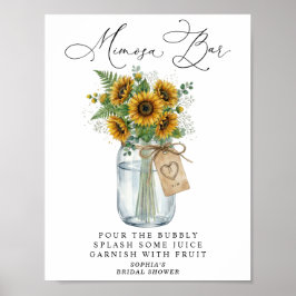 Poster Rustic Sunflower Mason Jar Mimosa Bar 