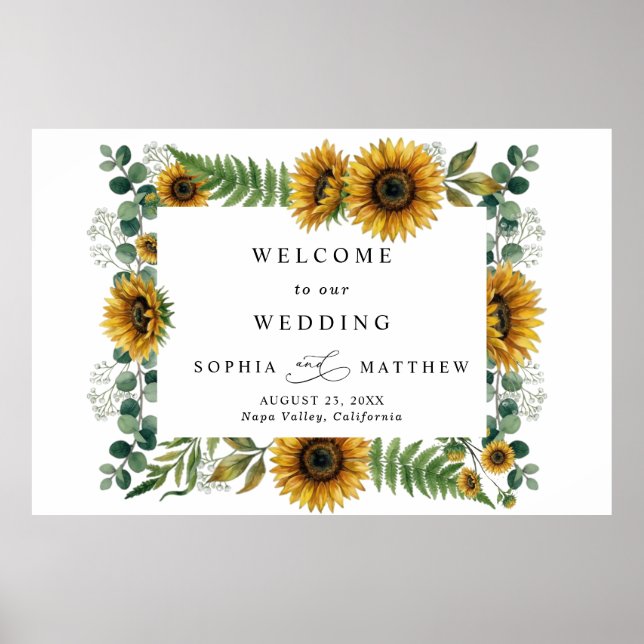 Poster Rustic Sunflower Wedding Foam Board (Frente)