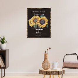 Poster Rustic Sunflower Wedding Welcome