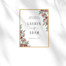 Poster Rustic Terracotta Floral Wedding Sign