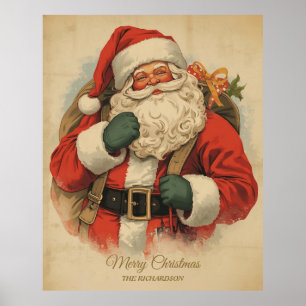 Poster Rustic Victorian Santa Claus Natais vintages Art