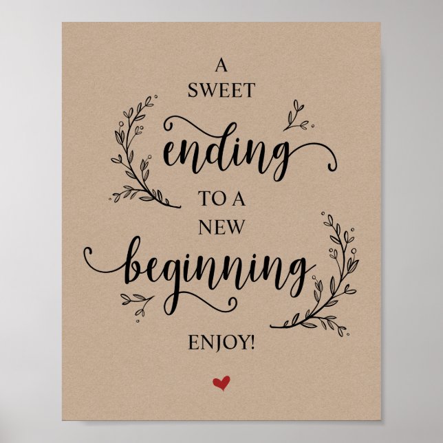 Poster Rustic Vines Kraft. Sobremesa Festa de casamento (Frente)