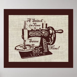 Poster Rustic Vintage Sewing Machine