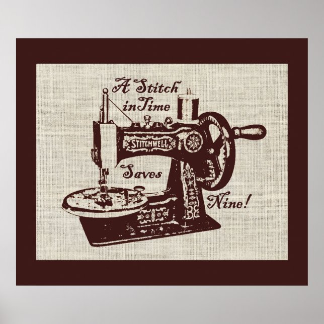Poster Rustic Vintage Sewing Machine  (Frente)