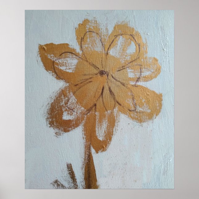 Poster Rustic Watercolor Dourada Daisy (Frente)