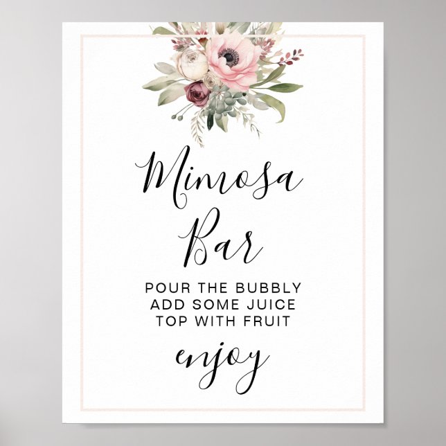 Poster rustic watercolor floral bouquet (Frente)