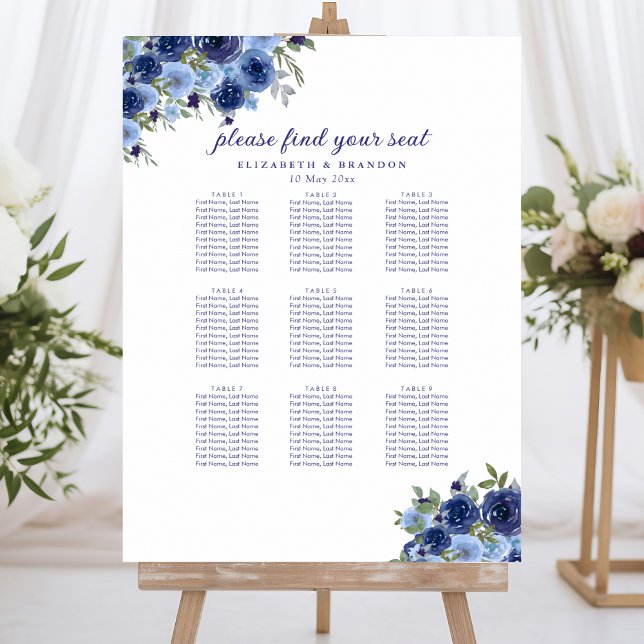 Poster Rustic Wedding with Blue Navy Flowers (Criador carregado)