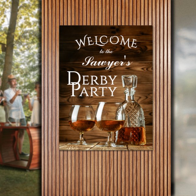 Poster Rustic Whiskey Derby Party Bem-vindo (Rustic whiskey decanter and glasses Derby party poster - INSTANT DOWNLOAD and/or PRINTED)