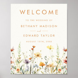 Poster Rustic Wildflower Wedding Bem-vindo