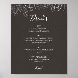 Poster Rustic Winter Carvões - Sinal de Menu Bebidas Ca