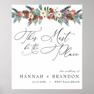 Poster Rustic Winter Floral Boas-vindas ao casamento mo