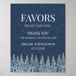 Poster Rustic Winter Forest Wedding Favors Sign