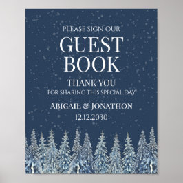 Poster Rustic Winter Forest Wedding Guest Book Sign