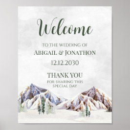 Poster Rustic Winter Mountain Wedding Welcome