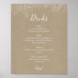 Poster Rustic Winter   Símbolo de Menu Drinks Kraft Wedd