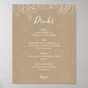 Poster Rustic Winter Símbolo de Menu Drinks Kraft Weddi