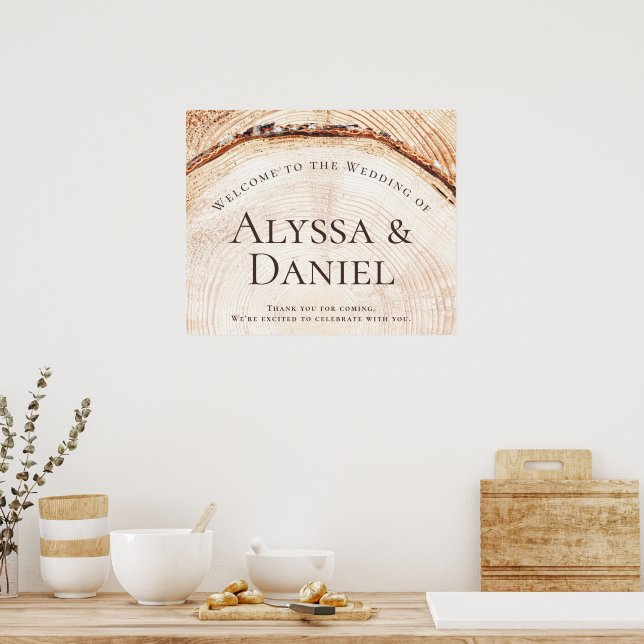Poster Rustic Wood Corta Bem-vindos ao Casamento (Cozinha)