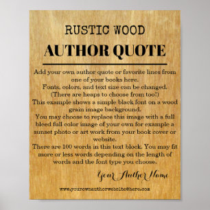 Poster Rustic Wood Cote Autor Book