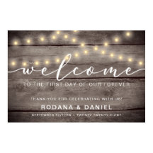 Rustic Wood Lights Welcome Wedding Sign