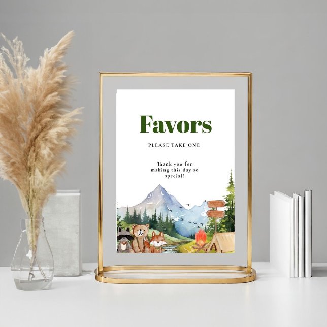 Poster Rustic Woodland Animal Chá de fraldas Favorece Sin (Criador carregado)