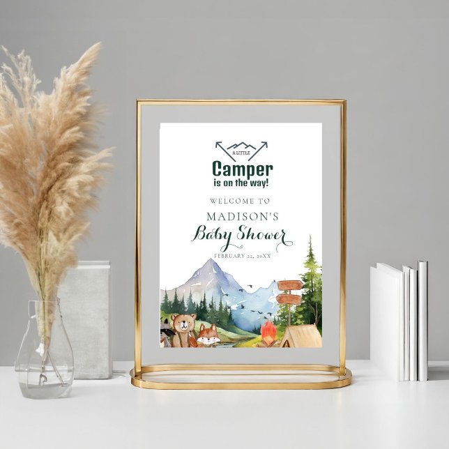 Poster Rustic Woodland Animal Chá de fraldas Favorece Sin (Criador carregado)