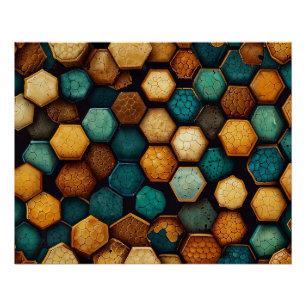 Pôster Rústica Honeycomb Textura de Abstrato