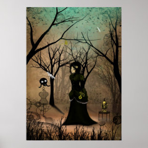 Poster rústico da menina do Victorian da arte de