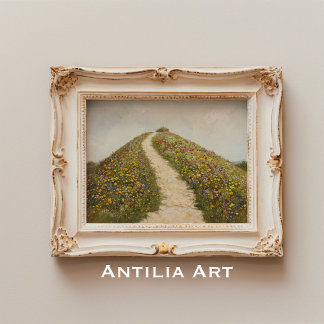 Poster Rústico Prado de Flor de Pintura de Wildflower