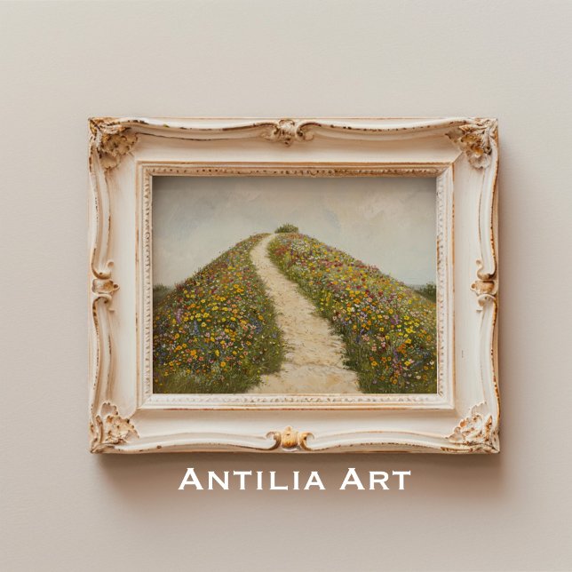 Poster Rústico Prado de Flor de Pintura de Wildflower (Criador carregado)