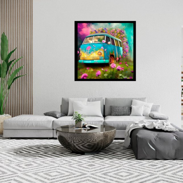 Poster Rusty Combi Van com Flores (Criador carregado)