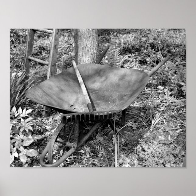 Pôster Rusty Garden Tools Black And White Print (Frente)