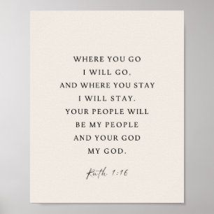 Poster Ruth 1:16 Versículo da Bíblia Para Onde Você For