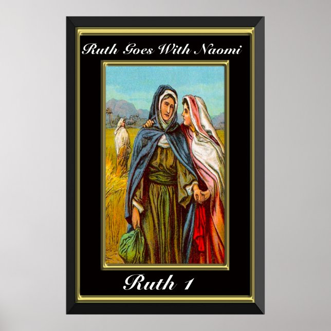 Pôster Ruth 1 Gosta de Naomi preto e ouro (Frente)