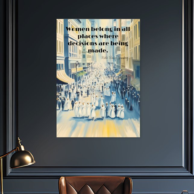 Poster Ruth Bader Ginsberg: Sofrimento feminino (Ruth Bader Ginsberg Suffergette Watercolor Feminism Poster.)